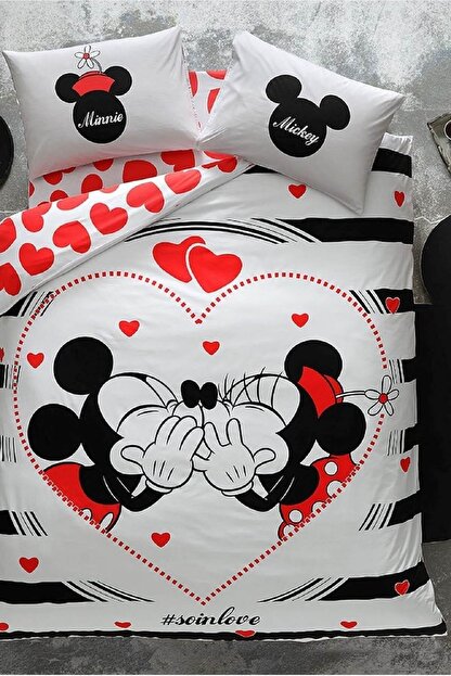 Tac Beyaz Minnie Mickey Cift Kisilik Nevresim Takimi Fiyati Yorumlari Trendyol