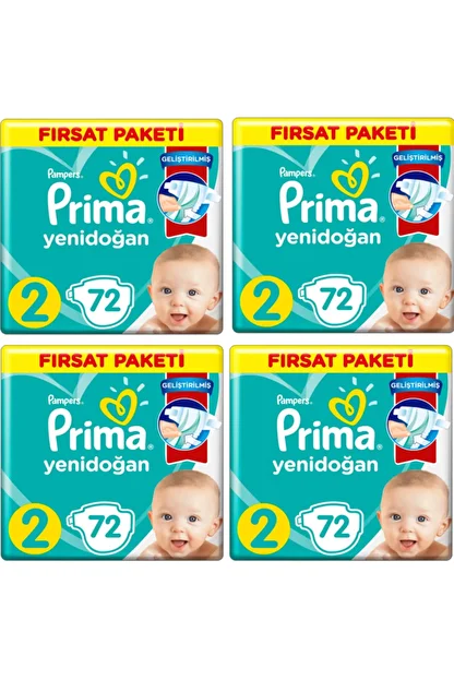 Prima Bebek Bezi 2 Beden Numara Mini 4 8 Kg 72 Li 4 Paket 288 Adet Trendyol