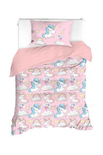 enlora home 100 dogal pamuk nevresim seti tek kisilik unicornio pembe fiyati yorumlari trendyol