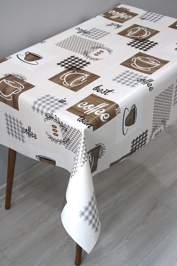 dedeevtekstil kahverengi dekoratif coffee elyaf silinebilir pvc musamba masa ortusu fiyati yorumlari trendyol