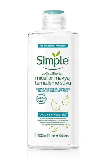 simple daily skin detox yagli karma ciltler icin micellar makyaj temizleme suyu 400 ml fiyati yorumlari trendyol