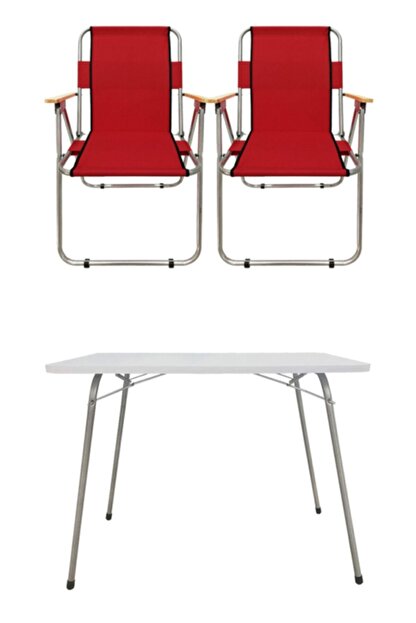 tedarikcenter kirmizi 2 adet ahsap kollu kamp sandalyesi ve 1 adet 60x80 katlanir masa fiyati yorumlari trendyol