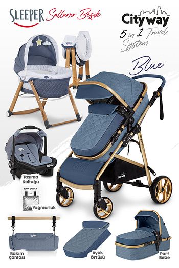 Kiwi 6 In 1 Yenidogan Set City Way Bebek Arabasi Ve Sleeper Sallanabilir Besik Lacivert Fiyati Yorumlari Trendyol