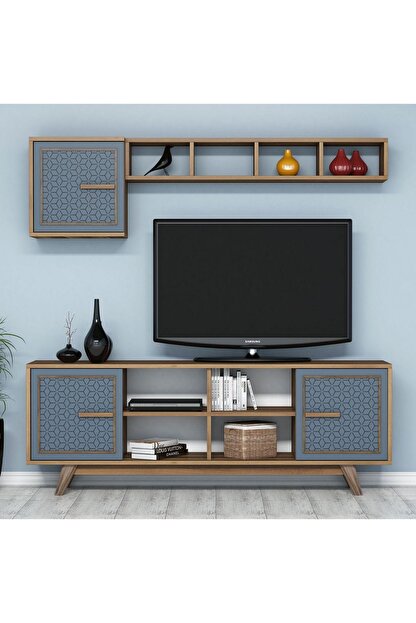 variant mobilya ayla tv unitesi ceviz mavi fiyati yorumlari trendyol