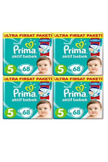 prima 5 beden numara junior bebek bezi 11 16 kg 68 li 4 paket 272 adet fiyati yorumlari trendyol