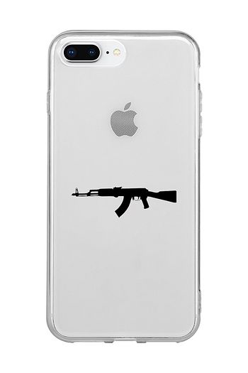 ak 47 tasarimli iphone 7 8 plus seffaf telefon kilifi