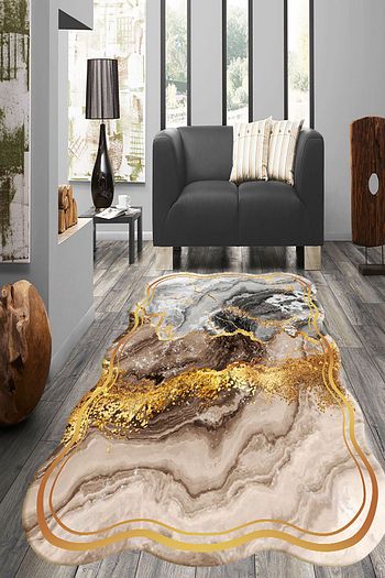 Risse Dijital Baskili Kaymaz Taban Yikanabilir Kivrak Dalga Desenli Salon Halisi Trendyol