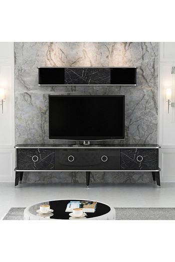 minar bien modern mermer desenli tv unitesi krom parlak siyah royal mermer fiyati yorumlari trendyol