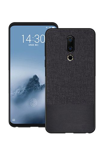 meizu 16th fabrik serisi kumas ve deri desen kilif siyah