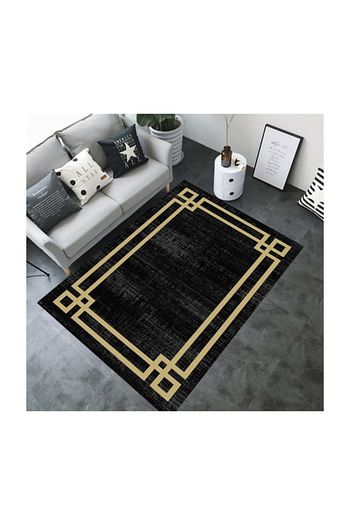 jungle hali 100x150 cerceveli eskitme gold siyah yolluk hali fiyati yorumlari trendyol