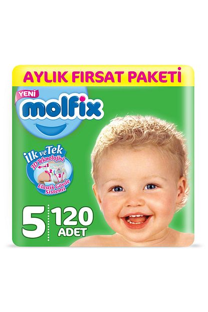 Molfix Bebek Bezi 5 Beden Junior Aylik Firsat Paketi 120 Adet Trendyol