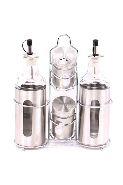 Fame Kitchen Metal Standli Cam Yaglik Sirkelik Tuzluk Seti 4 Lu Trendyol