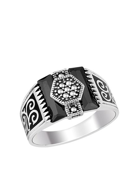 Mypat Silver Ofis Petek Model Markazit Tasli Erkek Gumus Yuzuk Trendyol