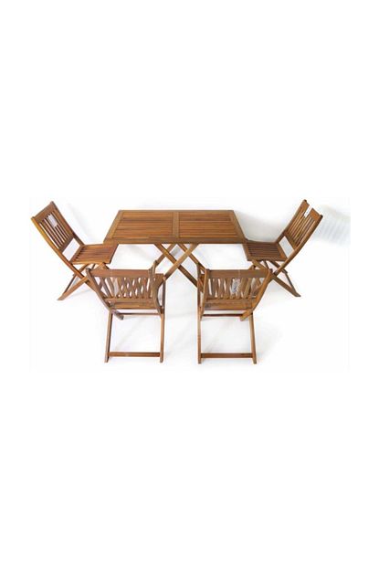 Externo Collection Bali Akasya Katlanir Masa 4 Sandalye Takim 120x75 X74 Trendyol