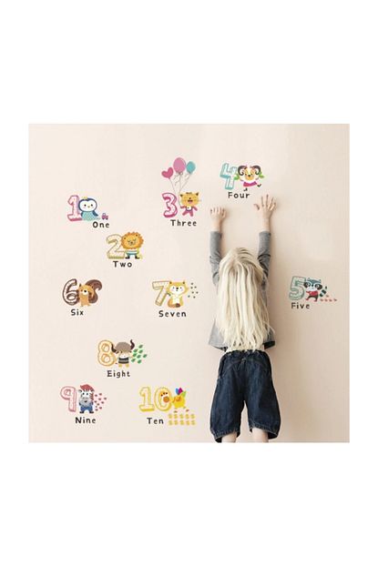Cosy Home Gift Cocuk Ve Bebek Odasi Sevimli Hayvanlar Sayi Ingilizce Matematik Egitim Gelisim Duvar Dekor Sticker Trendyol