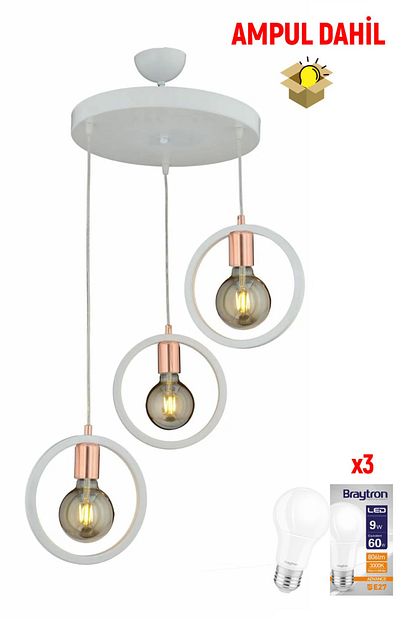 Apliqa Urgup 3 Lu Yuvarlak Beyaz Led Ampul Dahil Avize Trendyol