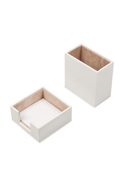 Guner Ofis Deri 2 Parca Masa Ustu Seti Beyaz Kalemlik Ve Notluk Trendyol