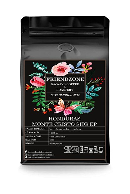 honduras monte cristo shg yoresel espresso cekirdek kahve 500 gr