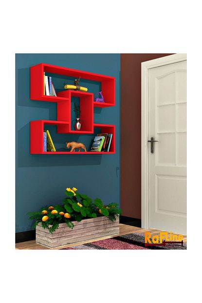 Bkconcept Dekoratif Eksen Duvar Rafi Kirmizi Trendyol