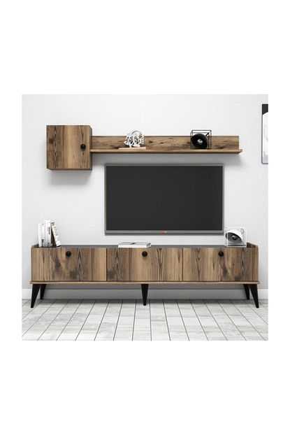 Bimossa E4010 Lidya Modern Tv Unitesi Duvar Rafli 180 Cm Ceviz Mermer Trendyol