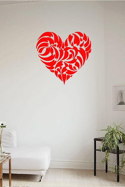 Mignatis Kucuk Kalpler Icinde Buyuk Kalp Duvar Sticker Kirmizi 60x60 Cm Trendyol