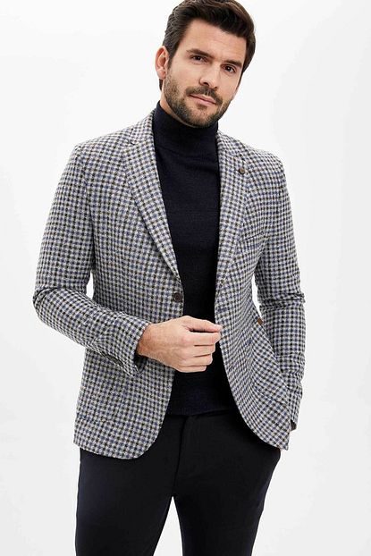 Defacto Erkek Kahverengi Kareli Blazer Ceket M3020az 19wn Bn284 Trendyol