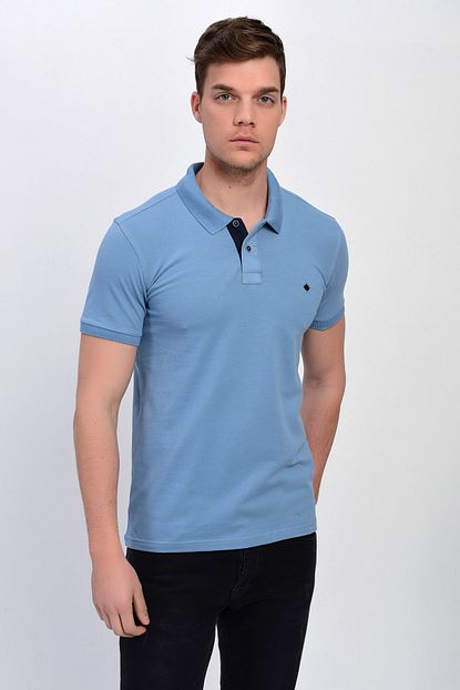 Dynamo Erkek Acik Mavi Buyuk Beden Polo Yaka Likrali T Shirt Trendyol