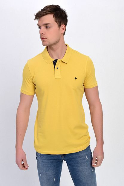 Dynamo Erkek Sari Buyuk Beden Polo Yaka Likrali T Shirt Trendyol