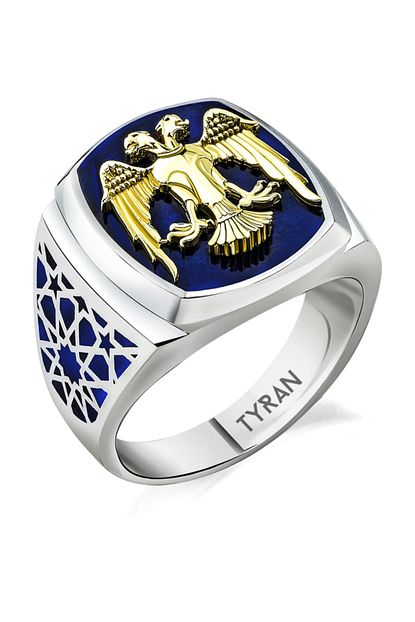 Tyran Design Erkek Cift Basli Kartal Selcuklu Gumus Yuzuk Trendyol