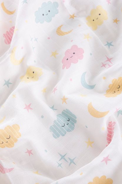 caline baby muslin bezi ortu bulut desen sari 90x75 cm 2 adet agiz mendili fiyati yorumlari trendyol
