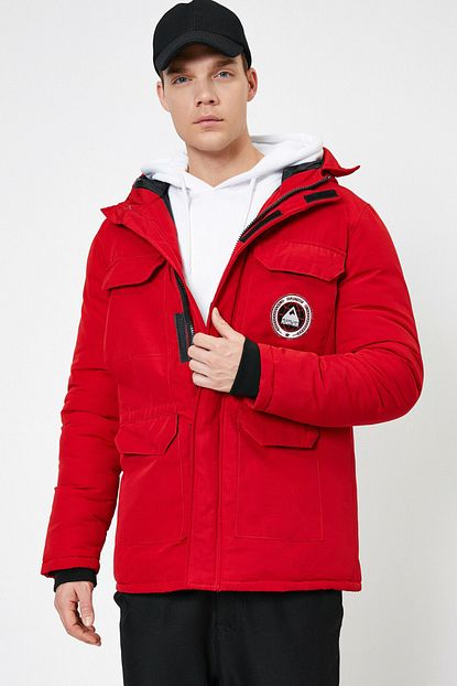 Koton Erkek Kirmizi Kapusonlu Mont 0kam21440lw Trendyol