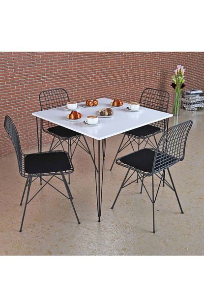 Theia Tasarim Beyaz Masa Takimi 70x70cm 4 Sandalyeli Trendyol