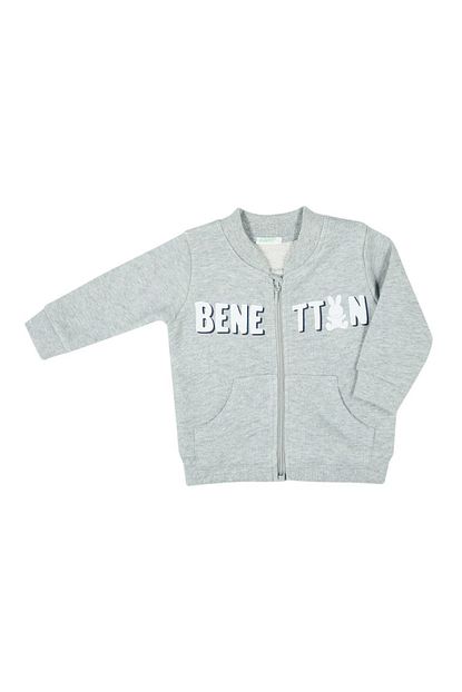 United Colors Of Benetton Gri Melanj Bebek Benetton Yazili Sweatshirt Trendyol