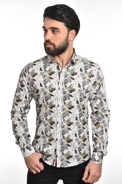 Liwali Erkek Floral Desenli Dar Kesim Klasik Gomlek Trendyol
