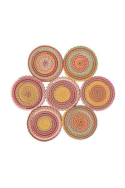 Eko Hali Cmx 03 Multy Renkli Yuvarlak Hasir Orgu Kilim Daire Hali Trendyol