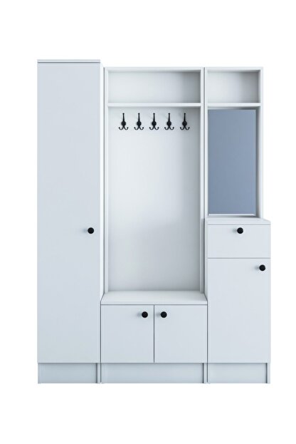 Rani Mobilya Rani P6 Modern Cekmeceli Aynali Portmanto Ayakkabilik Vestiyer Beyaz M12 Trendyol