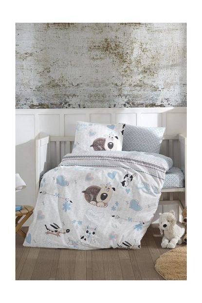 Ladymoda 100 Pamuk Baby Sweety Dogs Blue Bebek Nevresim Takimi Trendyol