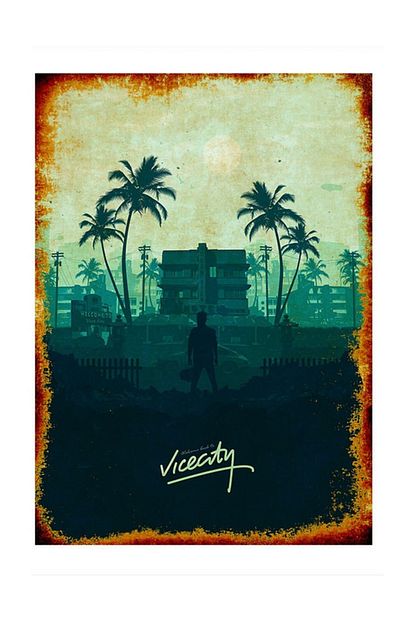 Tablomega Gta Vice City Lacivert Model Mdf Tablo Trendyol