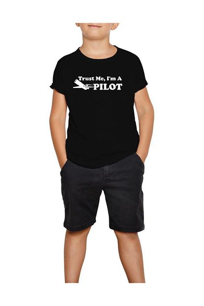 Zepplin Giyim Trust Me I Am Pilot Siyah Cocuk Tisort Trendyol