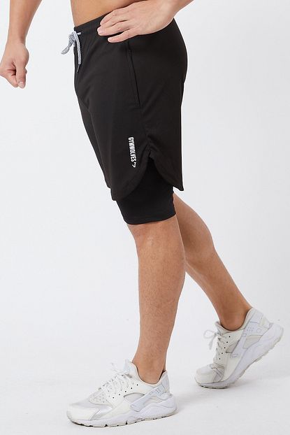 Gymwolves Erkek Spor Sort Cift Katmanli Siyah Comfortable Serisi Trendyol