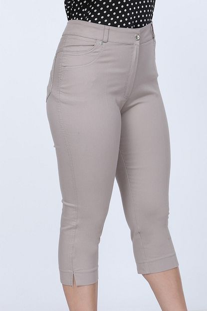 Gul Moda Buyuk Beden Bej Kadin Kapri Cotton G008 Trendyol