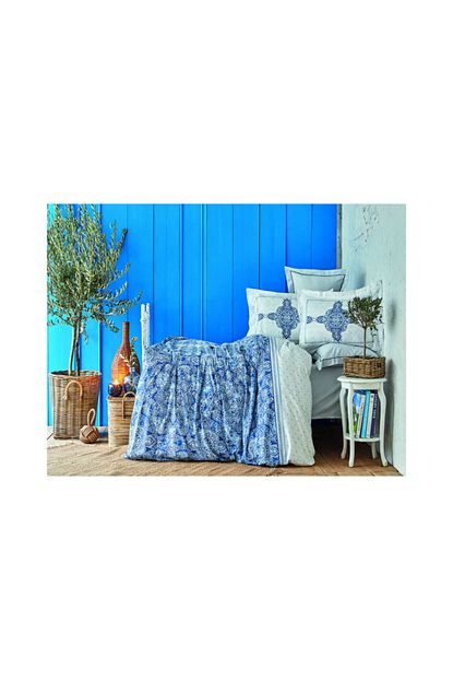 Karaca Home Perissa Mavi Rnf Cift Kisilik Nevresim Takimi 4 Yastik Pico Trendyol