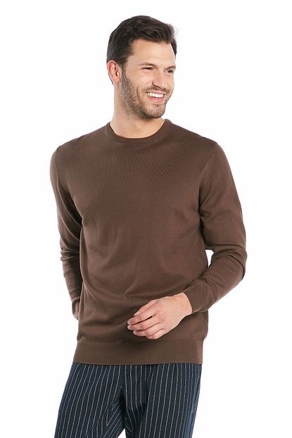 Ruck Maul Erkek Uzun Kollu Coffee Renk Pamuk Triko Kazak Ad1m0502181 Trendyol