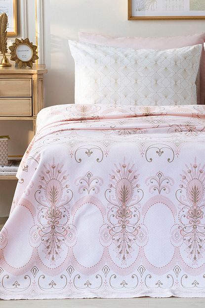 English Home Shelby Baskili Tek Kisilik Pike Takimi 150x220 Cm Pudra Pembe Trendyol
