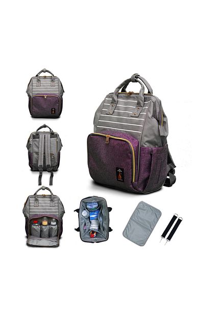 The Kangaroo Bag Luxury Anne Bebek Bakim Sirt Cantasi Mor Gri Trendyol