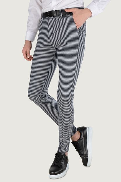 Terapi Men Erkek Desenli Slim Fit Keten Pantolon 20k 2200261 Indigo Trendyol