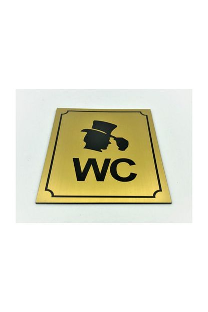 Se Dizayn Wc Tuvalet Tabelasi Bay Altin Renk Kapi Ve Duvar Yonlendirme Levhasi 10 Cm X 12 Cm Rezopal Levha Trendyol