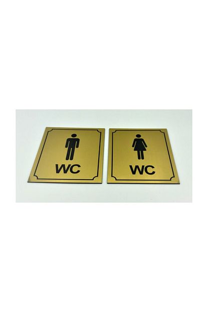 Se Dizayn Wc Tabelasi Bay Bayan Takim 2 Adet Altin Renk Kapi Yonlendirme Levhasi 10 Cm X 12 Cm Rezopal Levha Trendyol