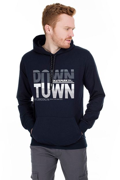 Buratti Baskili Kapusonlu Sweat Erkek Sweat 541downtown Trendyol