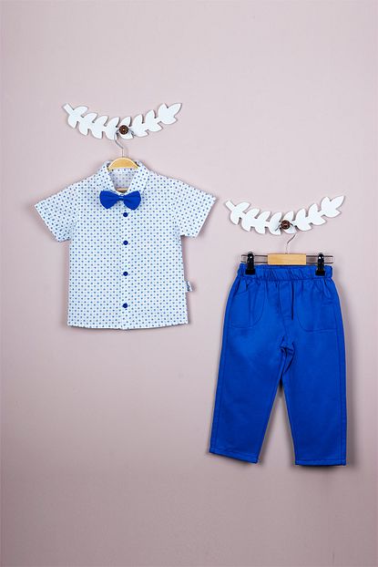 Mavi Bebek Papyonlu Gomlek Ve Pantolon Erkek Bebek Takimi Trendyol